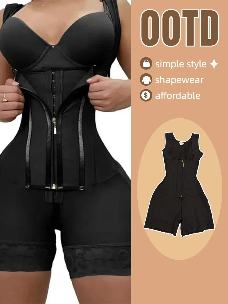 Womens Lace Trim Shapewear Bodysuit With Firm Tummy Control
