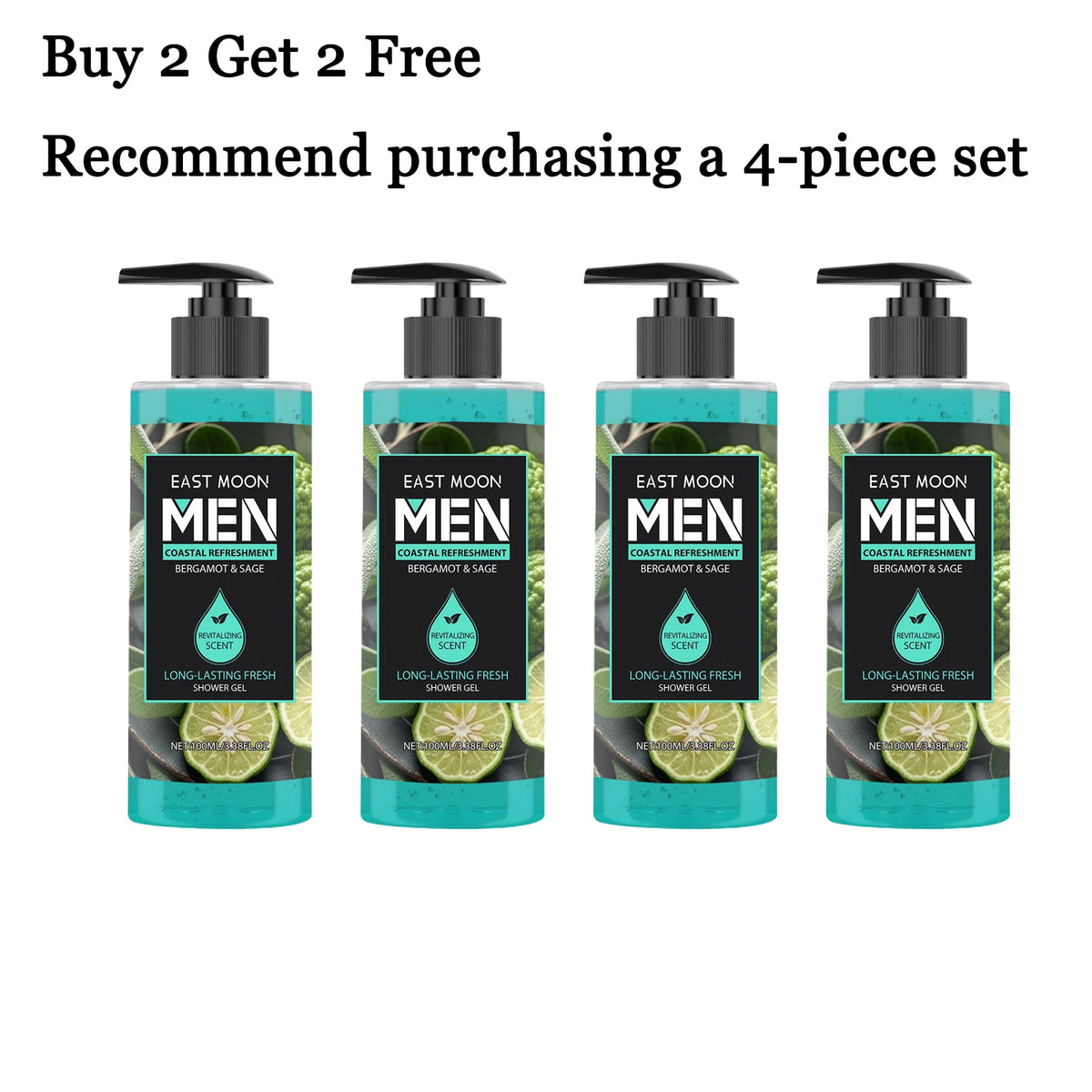 100ML Bergamot & Sage Men Body Shampoo Gentle Cleaning Pores Moisturizing Revitalizing Skin Lasting Fresh Scent Remove Bad Odor Oil Control Body Shower Gel