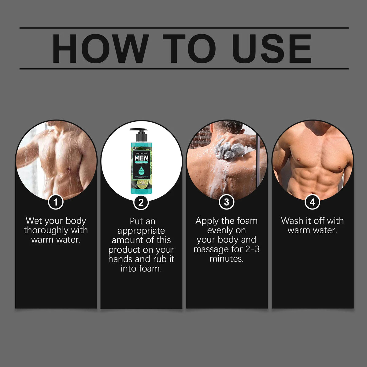 100ML Bergamot & Sage Men Body Shampoo Gentle Cleaning Pores Moisturizing Revitalizing Skin Lasting Fresh Scent Remove Bad Odor Oil Control Body Shower Gel