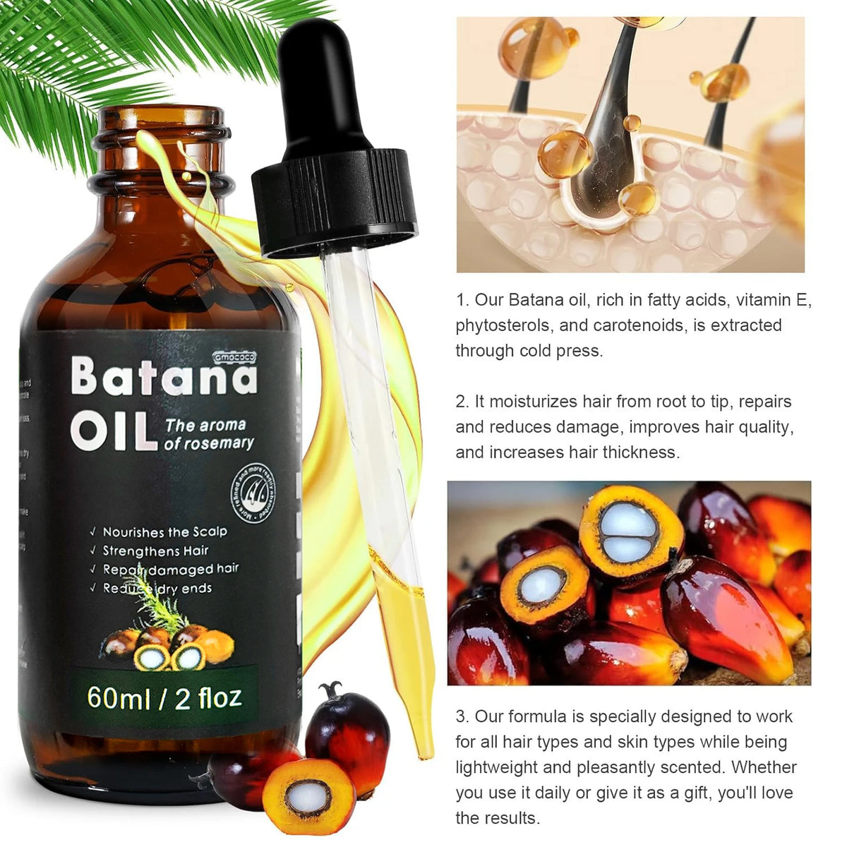 Amococo Batana Rosemary Nourishing Scalp Hair Oil Serum
