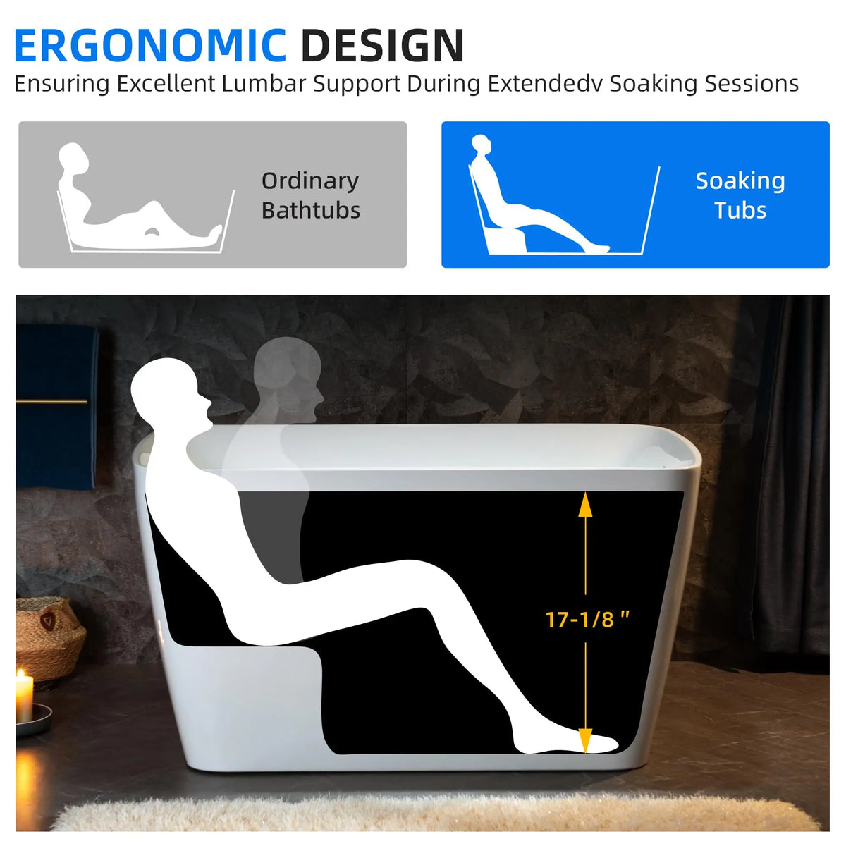 Sh Kl Acrylic Freestanding Soaking Bathtub With Japanese Sit In Design