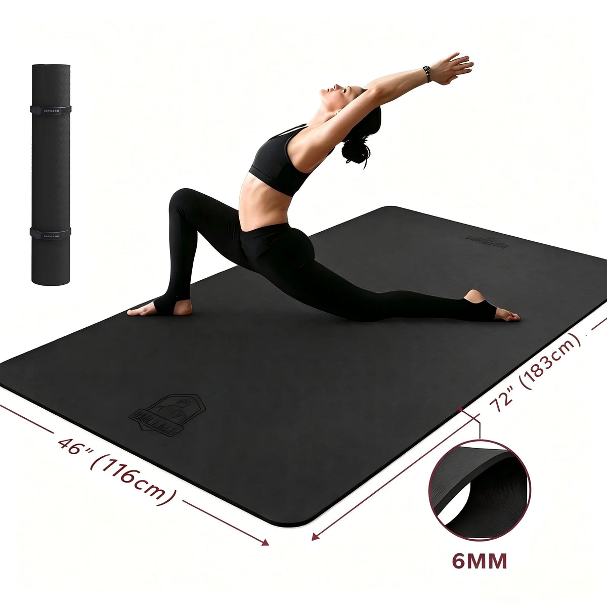 HAPBEAR Extra Large TPE Yoga Mat With Bag And Straps