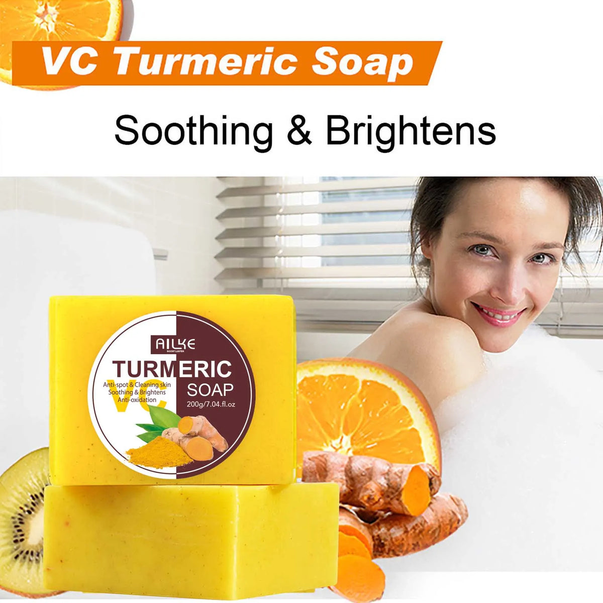 AILKE Natural Turmeric Soap Bar For Brightening And Clear Skin