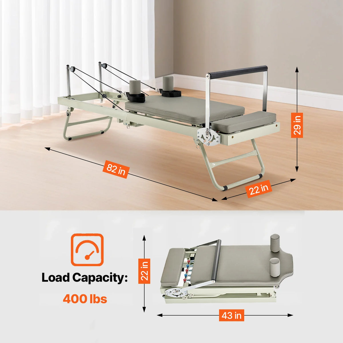 SucceBuy Foldable Pilates Reformer Machine for Home Workouts