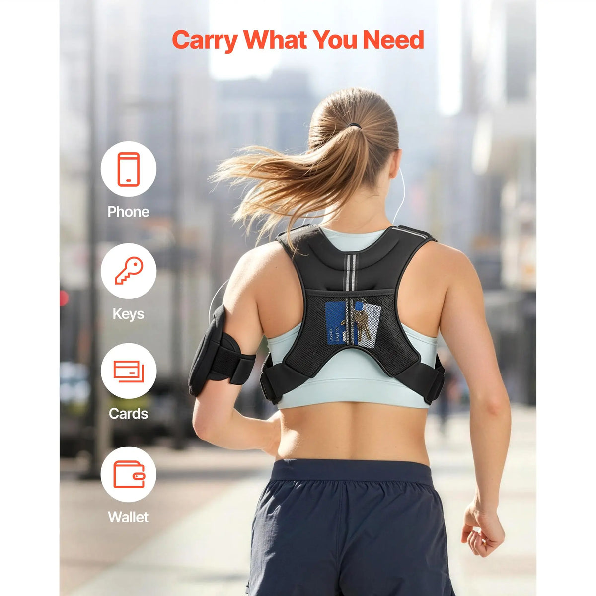 Oeny Adjustable Weighted Training Vest With Reflective Stripe for Strength Training