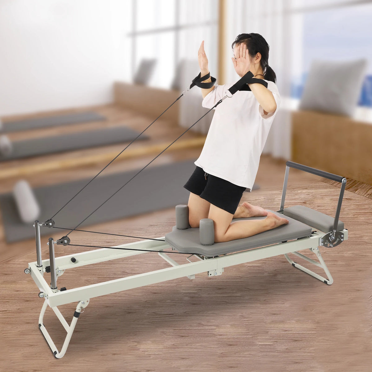 Foldable Pilates Reformer Machine for Home and Studio Fitness Training
