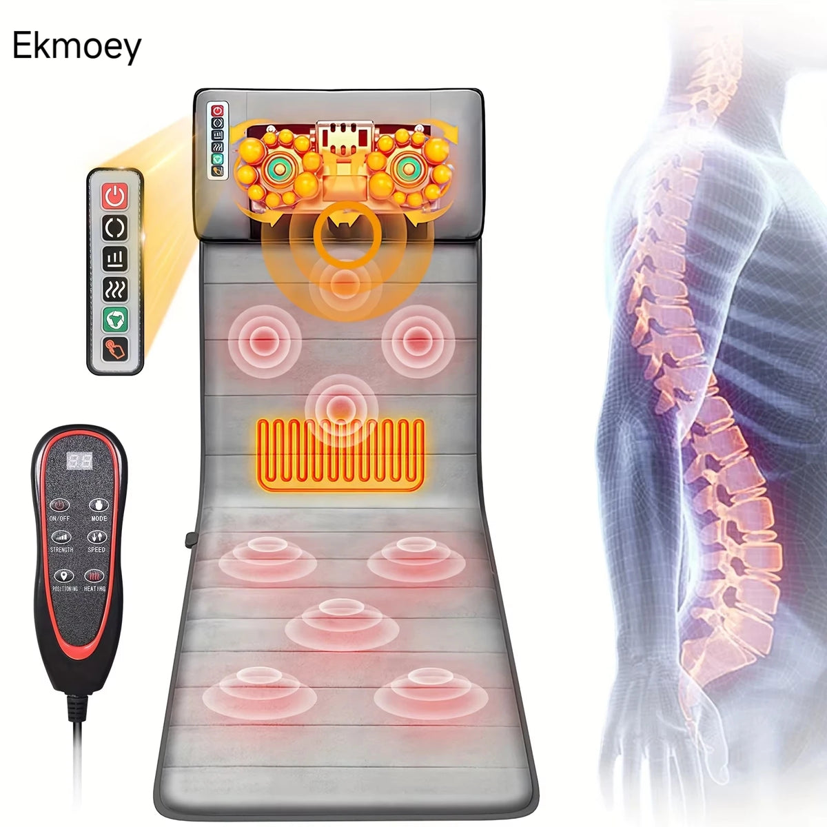 Ekmoey Full Body Massager Mat With Heat And Shiatsu Pillow