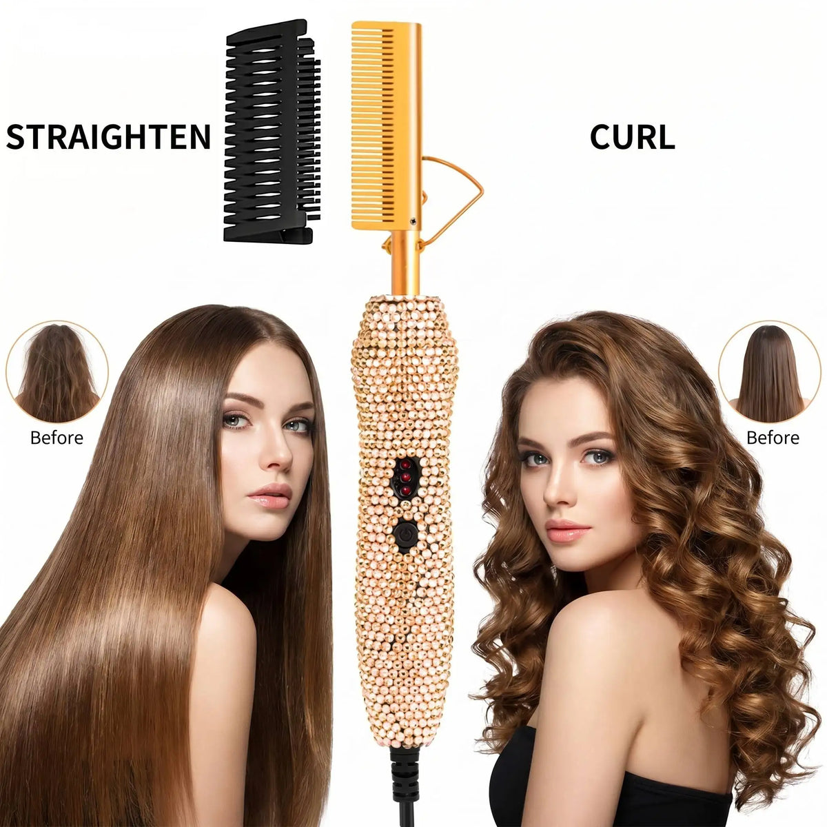 Dual Voltage Hot Comb for Wigs and Human Hair Styling