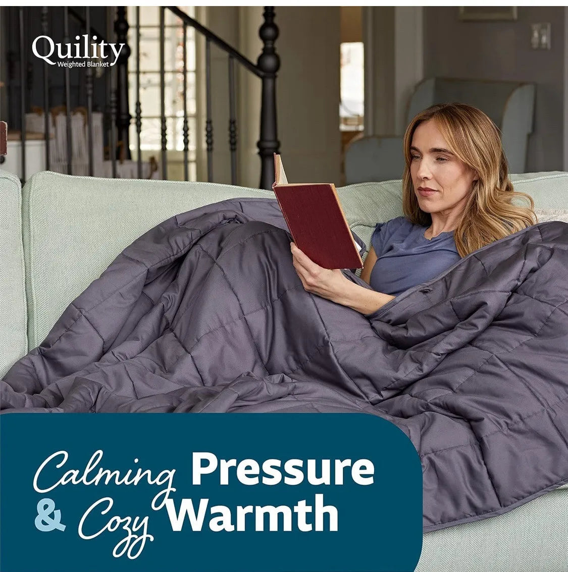 Quility Weighted Cotton Blanket for Adults Relaxation and Restful Sleep