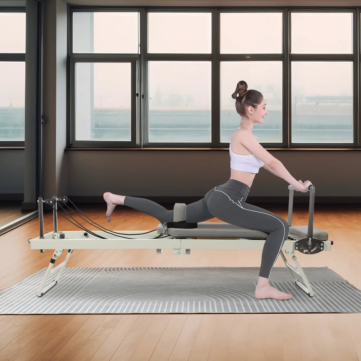 Foldable Pilates Reformer Machine for Home and Studio Fitness Training