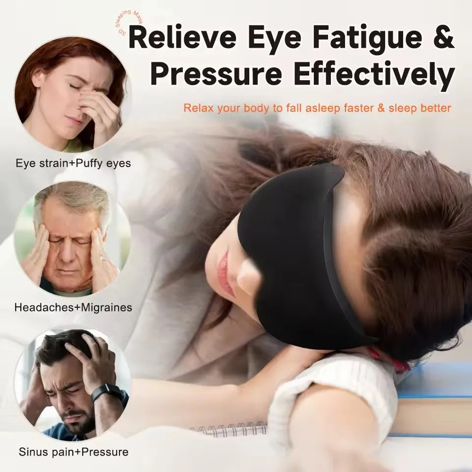 3D Contoured Sleep Mask Blindfold For Comfortable Light Blocking