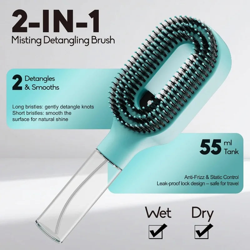 WANMEI Refillable Spray Hair Comb Detangling Brush For Frizz Control