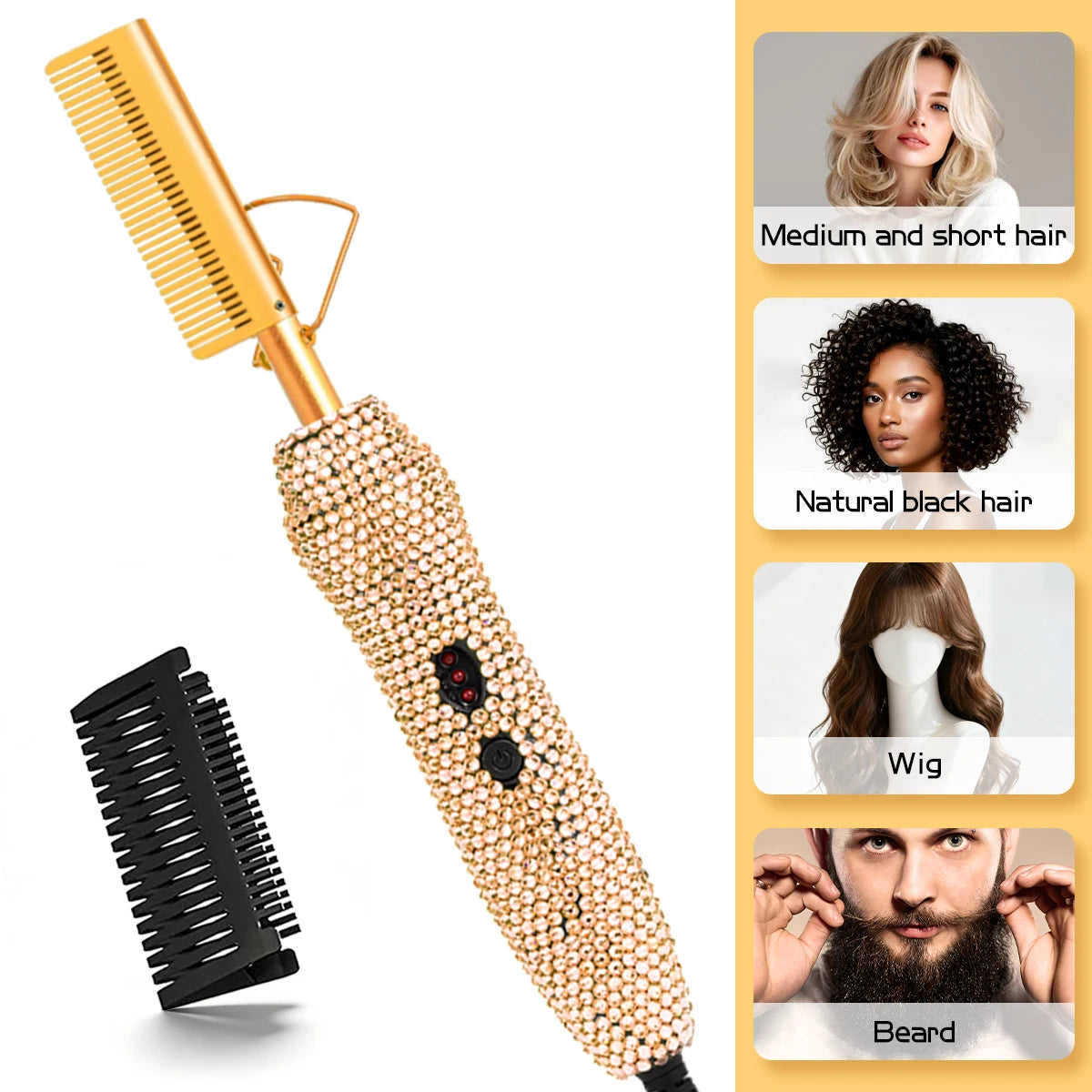 Dual Voltage Hot Comb for Wigs and Human Hair Styling