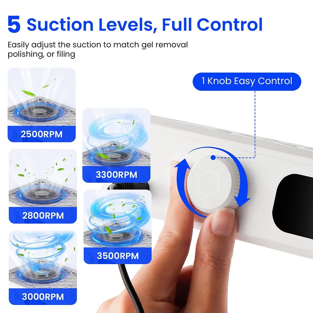 LIARTY Brushless Twin Turbo Nail Dust Collector Vacuum Cleaner