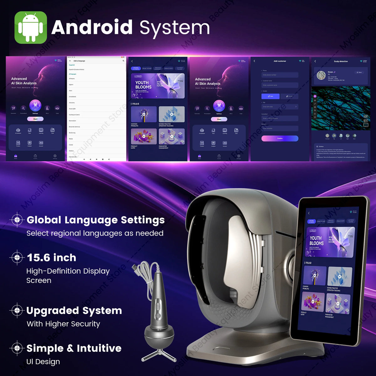 X3 Pro All‑in‑One AI Skin Scalp Analyzer 8 Spectral Imaging Professional Salon Skin Hair Detection Machine with Report Output.