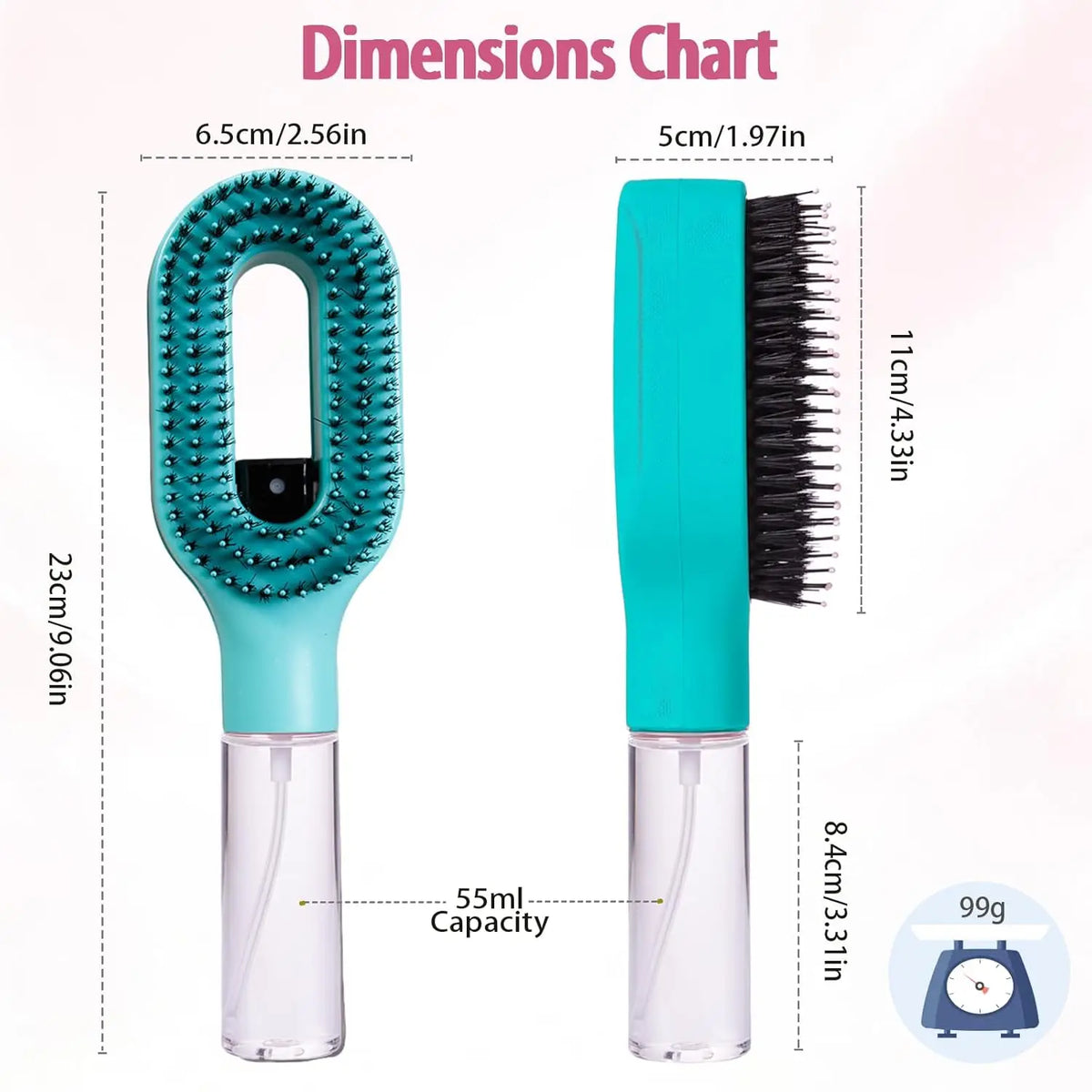 WANMEI Refillable Spray Hair Comb Detangling Brush For Frizz Control