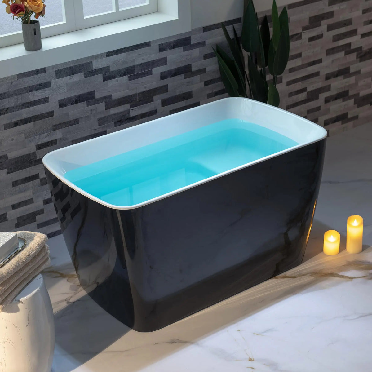 Sh Kl Acrylic Freestanding Soaking Bathtub With Japanese Sit In Design