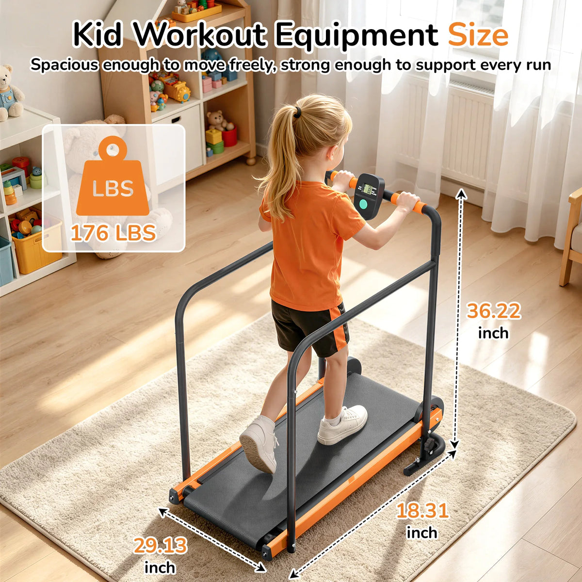 AKLUER Kids Self-Propelled Walking Pad Treadmill for Home Fitness