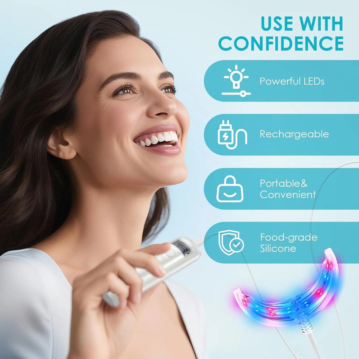 Portable LED Teeth Whitening Accelerator Lamp With Oral Care Tray