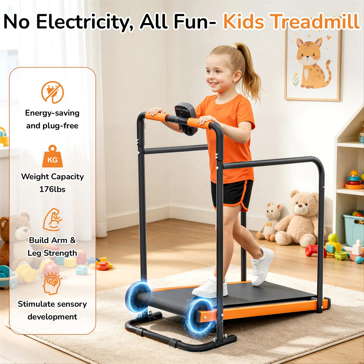 AKLUER Kids Self-Propelled Walking Pad Treadmill for Home Fitness