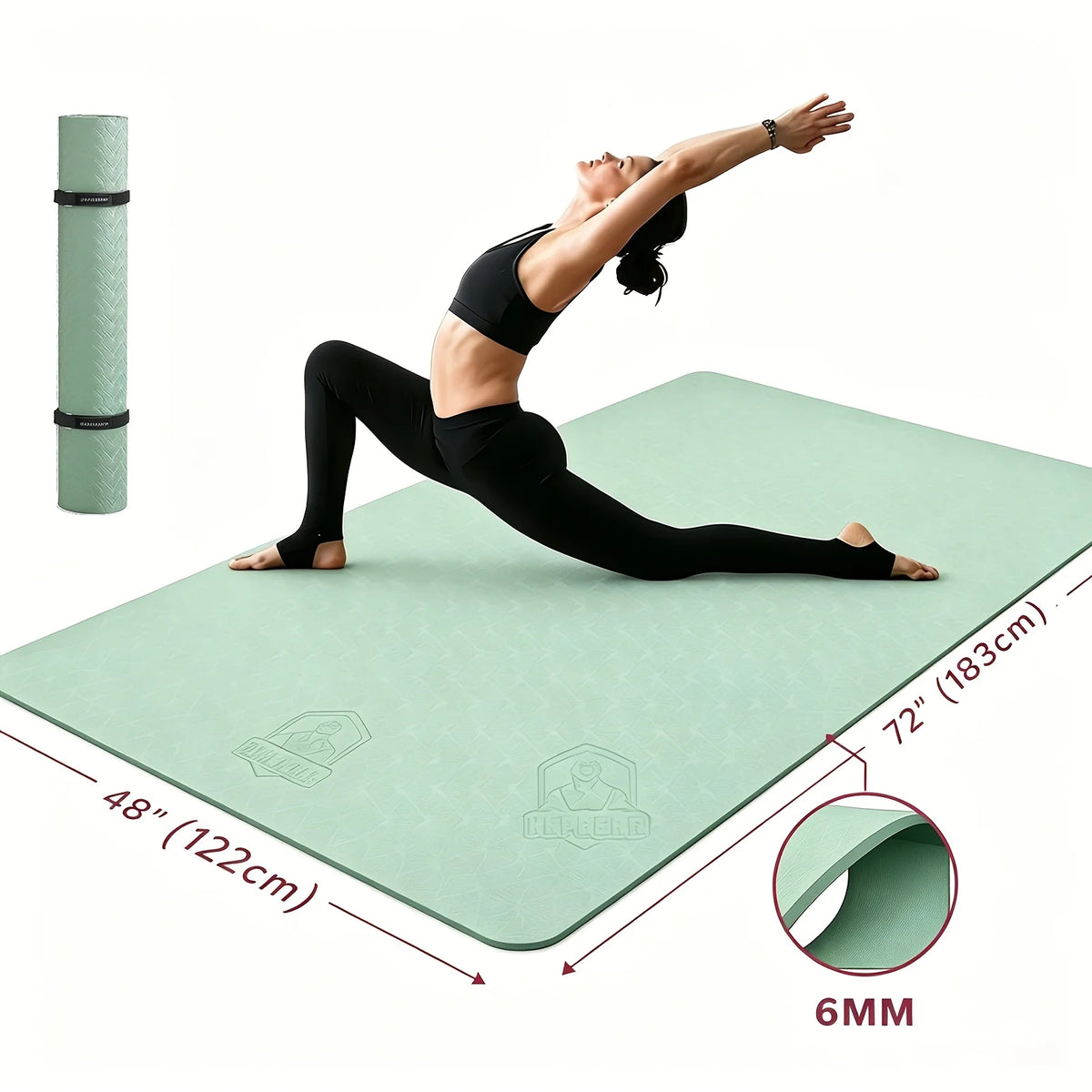 HAPBEAR Extra Large TPE Yoga Mat With Bag And Straps