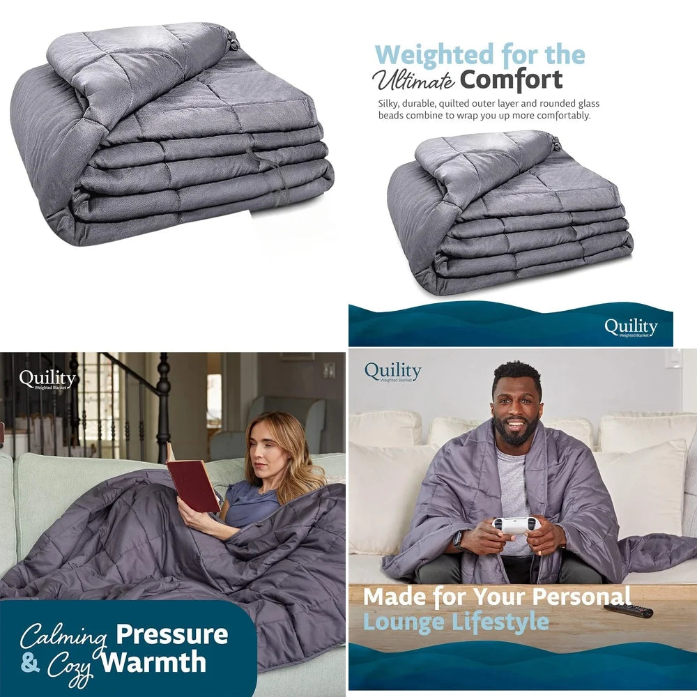 Quility Weighted Cotton Blanket for Adults Relaxation and Restful Sleep
