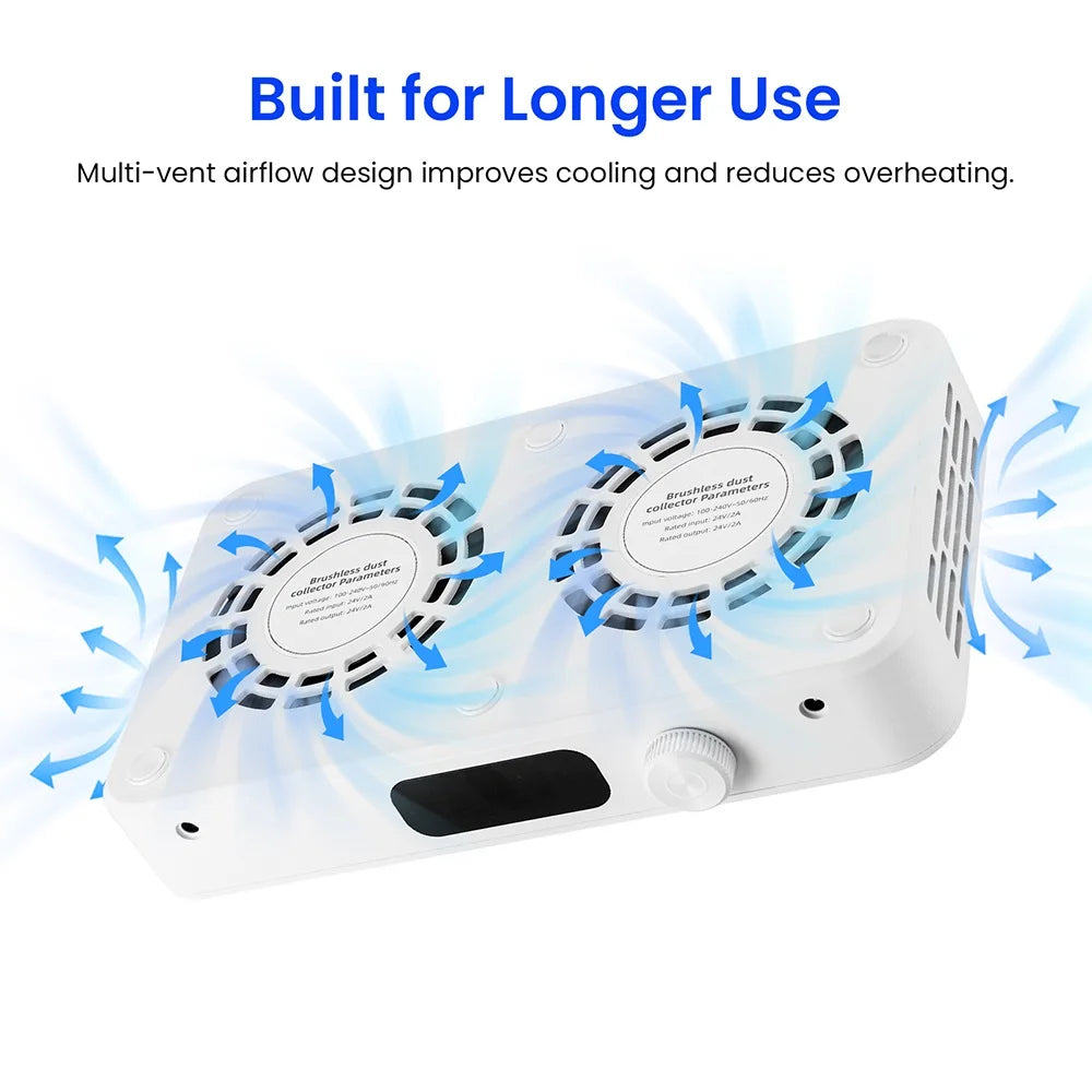 LIARTY Brushless Twin Turbo Nail Dust Collector Vacuum Cleaner