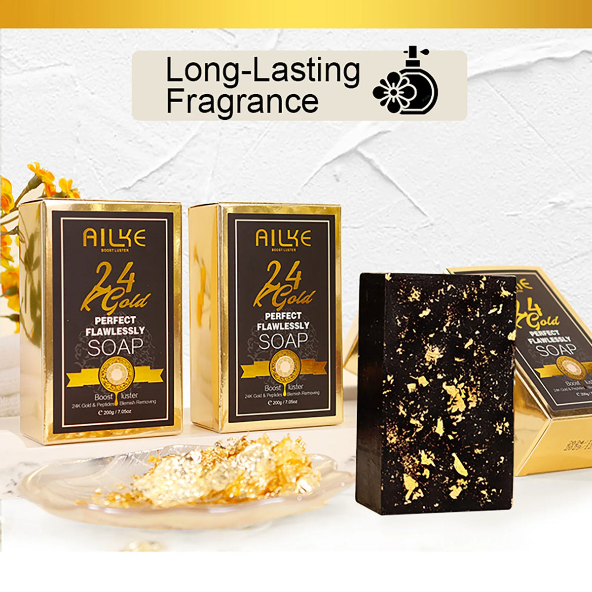 AILKE 24K Gold Foil Brightening Whitening Soap for Dark Spots
