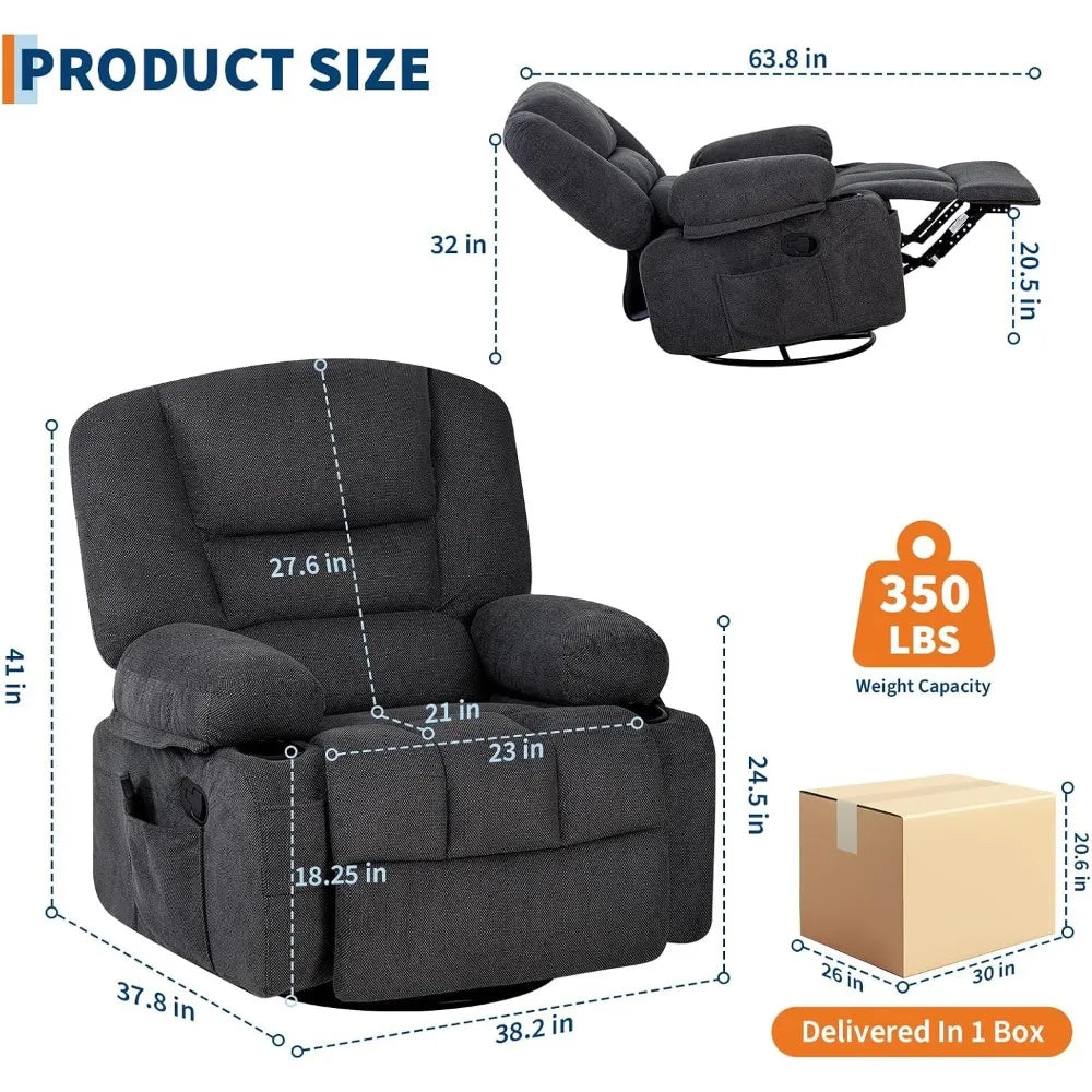 Massage Recliner Chair With Vibration, Lumbar Heat And Rocking Motion