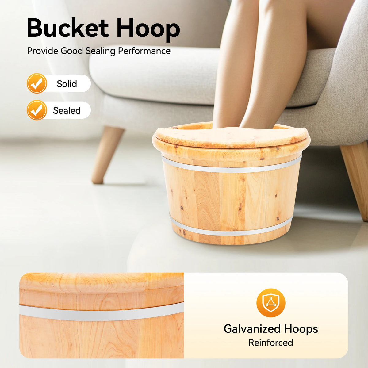 Cedar Wood Foot Bath Massager Basin For Relaxing Home Soaks