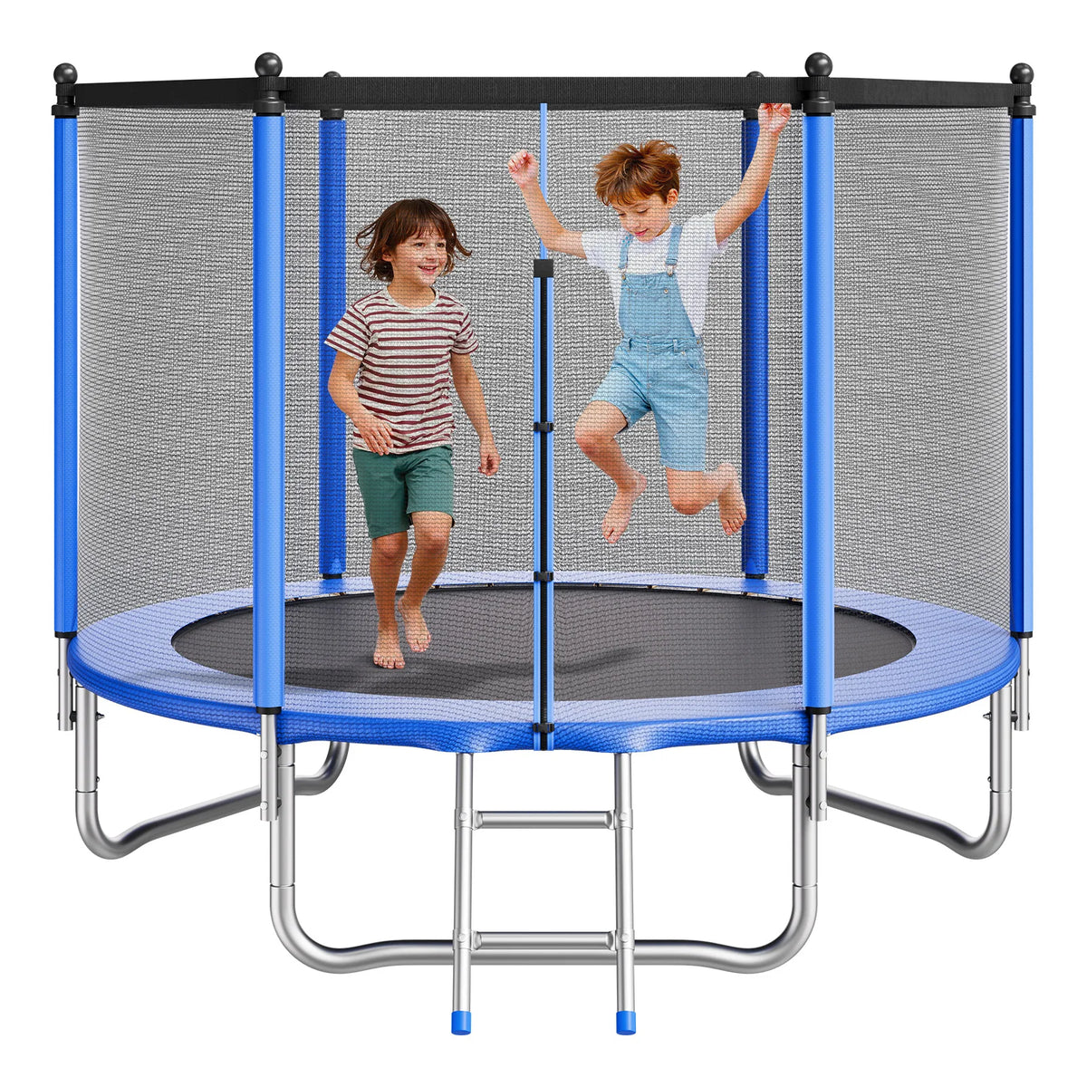 SucceBuy Outdoor Round Trampoline With Safety Enclosure Net For Backyard