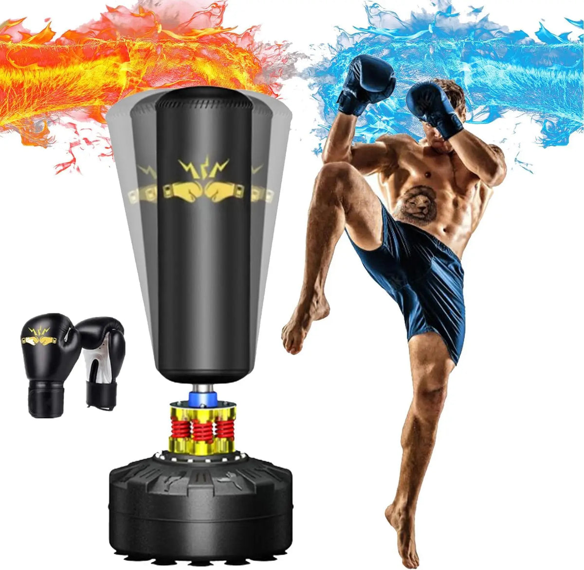 Freestanding Punching Bag With Weighted Base For Home Gym Training