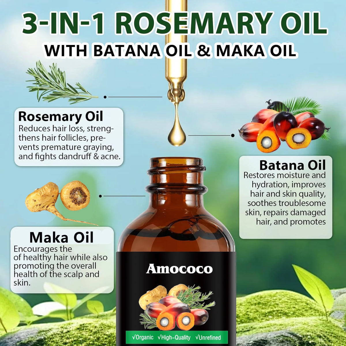 Amococo Batana Rosemary Nourishing Scalp Hair Oil Serum