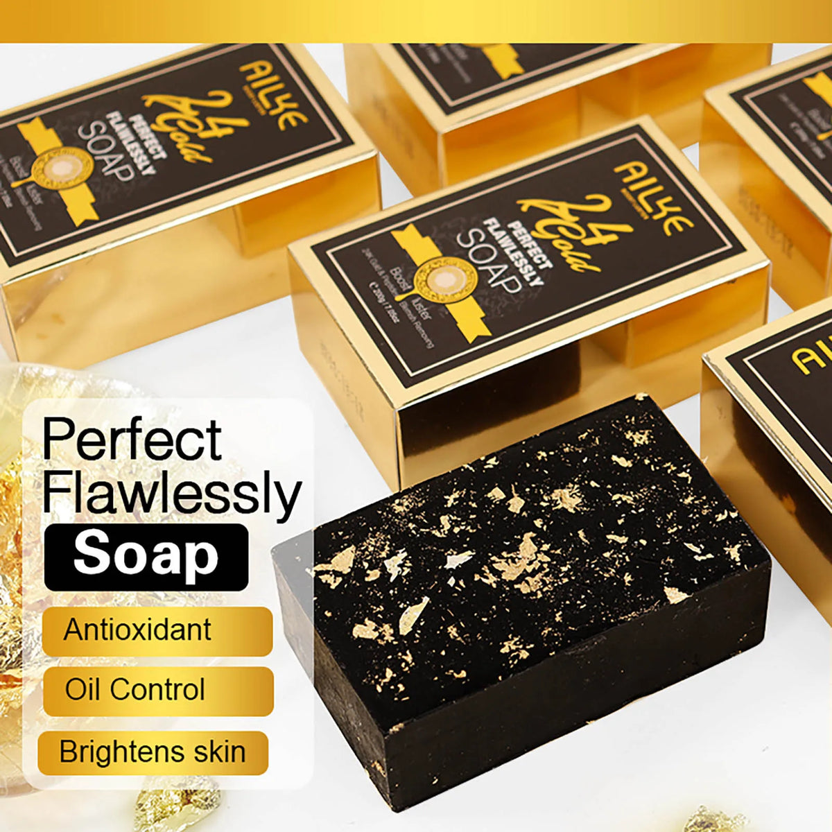 AILKE 24K Gold Foil Brightening Whitening Soap for Dark Spots