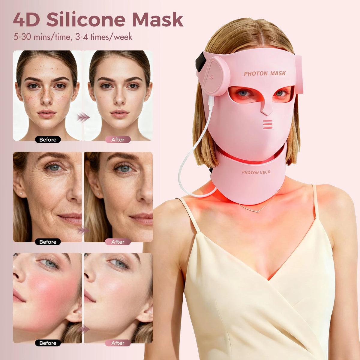 UBilli LED Light Therapy Face Mask For Skin Rejuvenation