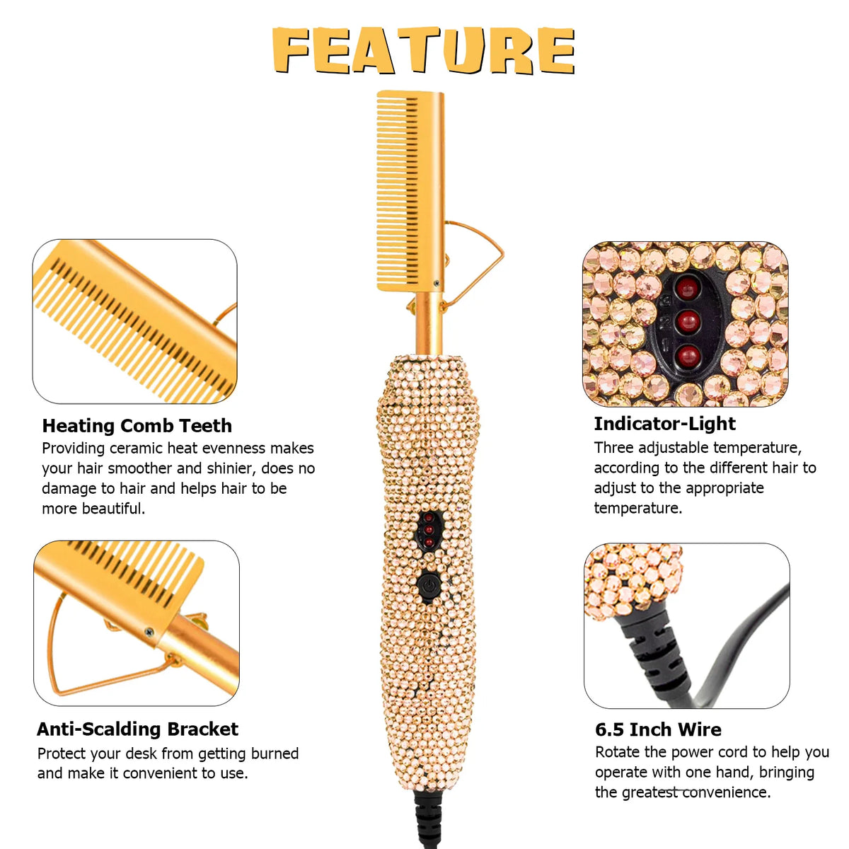 Dual Voltage Hot Comb for Wigs and Human Hair Styling