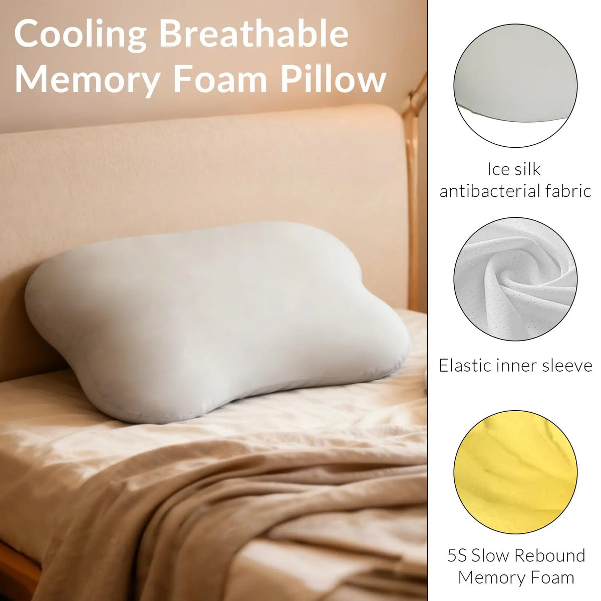 Ergonomic Memory Foam Cervical Neck Pillow for Neck and Shoulder Support