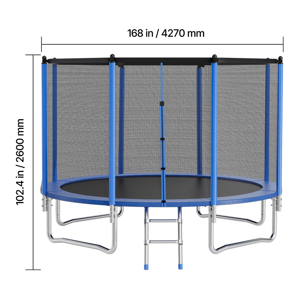 SucceBuy Outdoor Round Trampoline With Safety Enclosure Net For Backyard