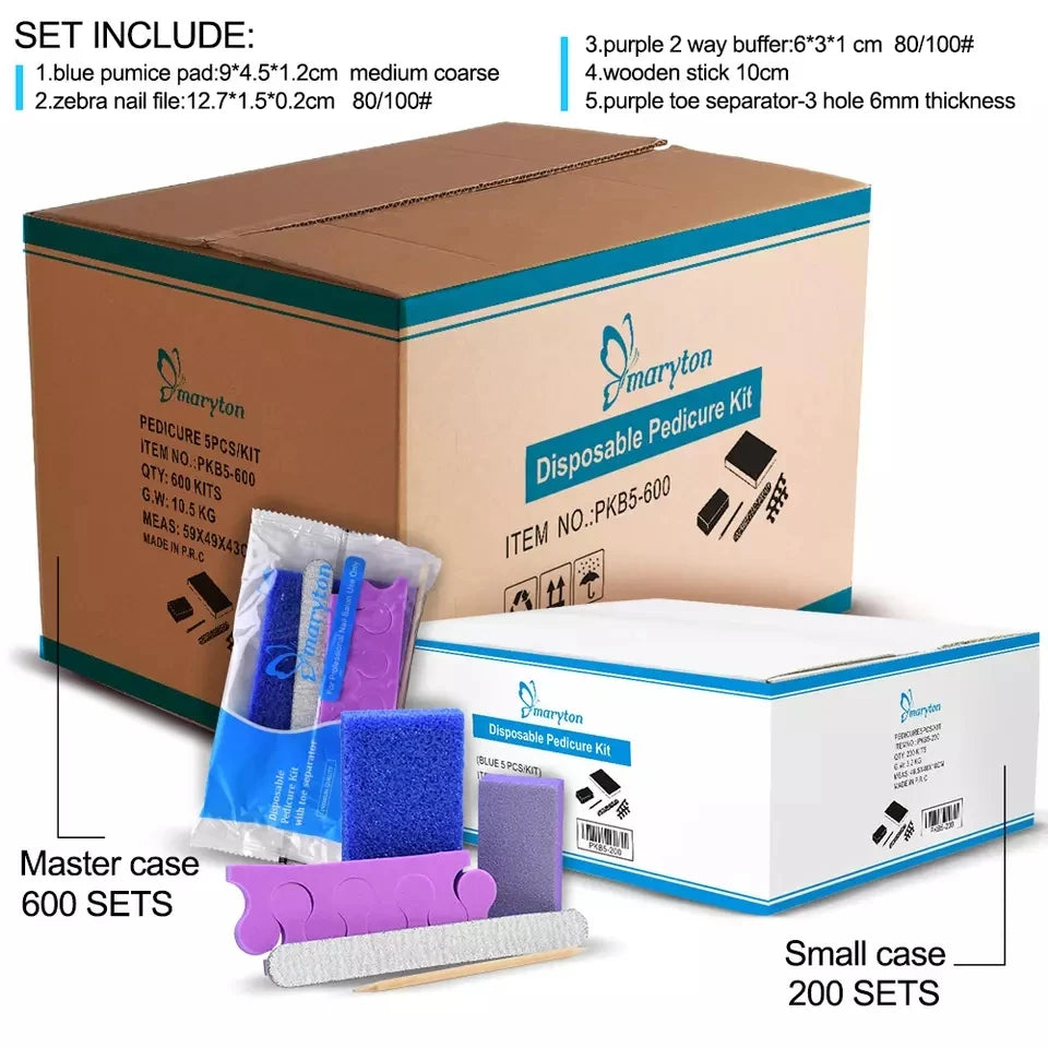 Maryton Disposable Pedicure Kit With Nail File And Cuticle Pusher
