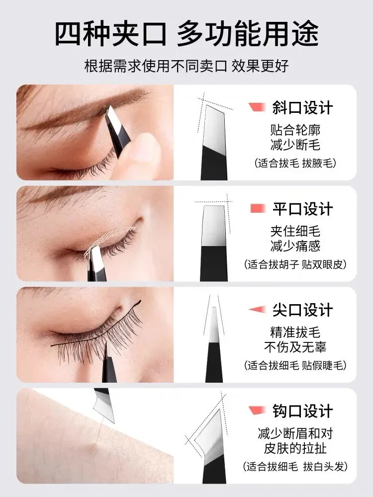 Double Ended Stainless Steel Eyebrow Tweezers For Precision Plucking