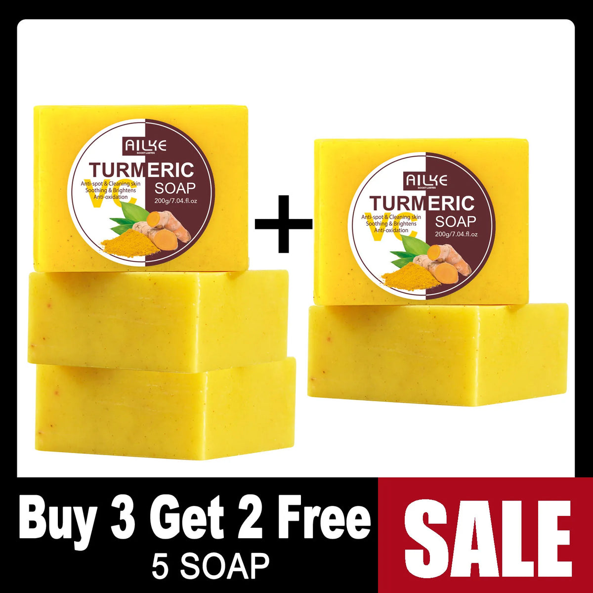 AILKE Natural Turmeric Soap Bar For Brightening And Clear Skin