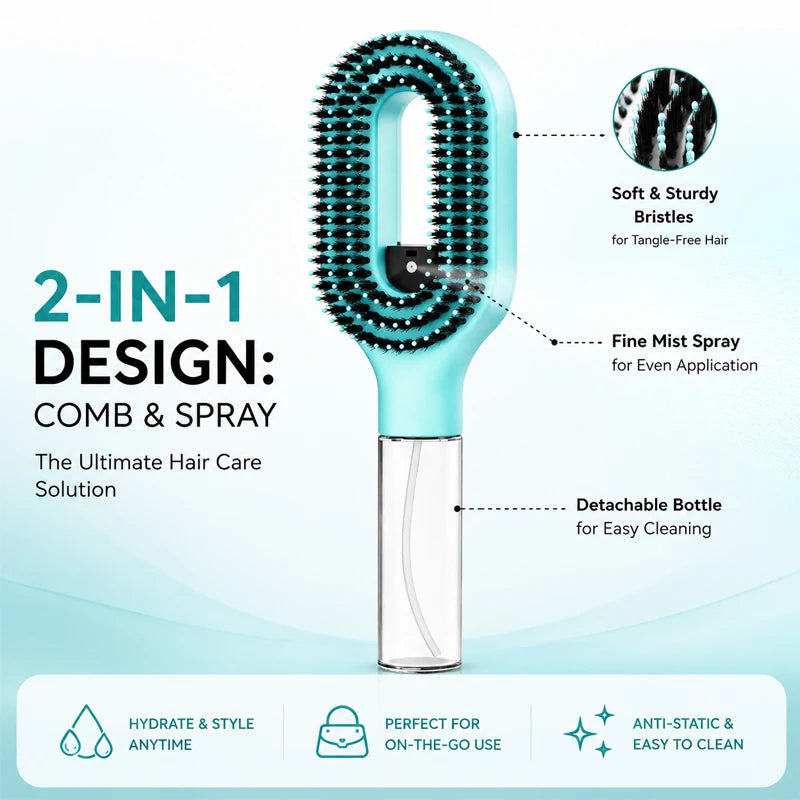 WANMEI Refillable Spray Hair Comb Detangling Brush For Frizz Control