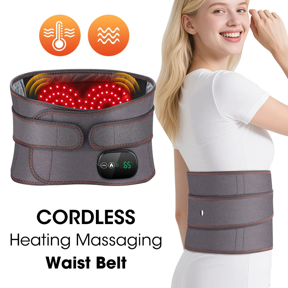 Agdoad Heating Vibration Waist Massager Belt With Red Light Therapy