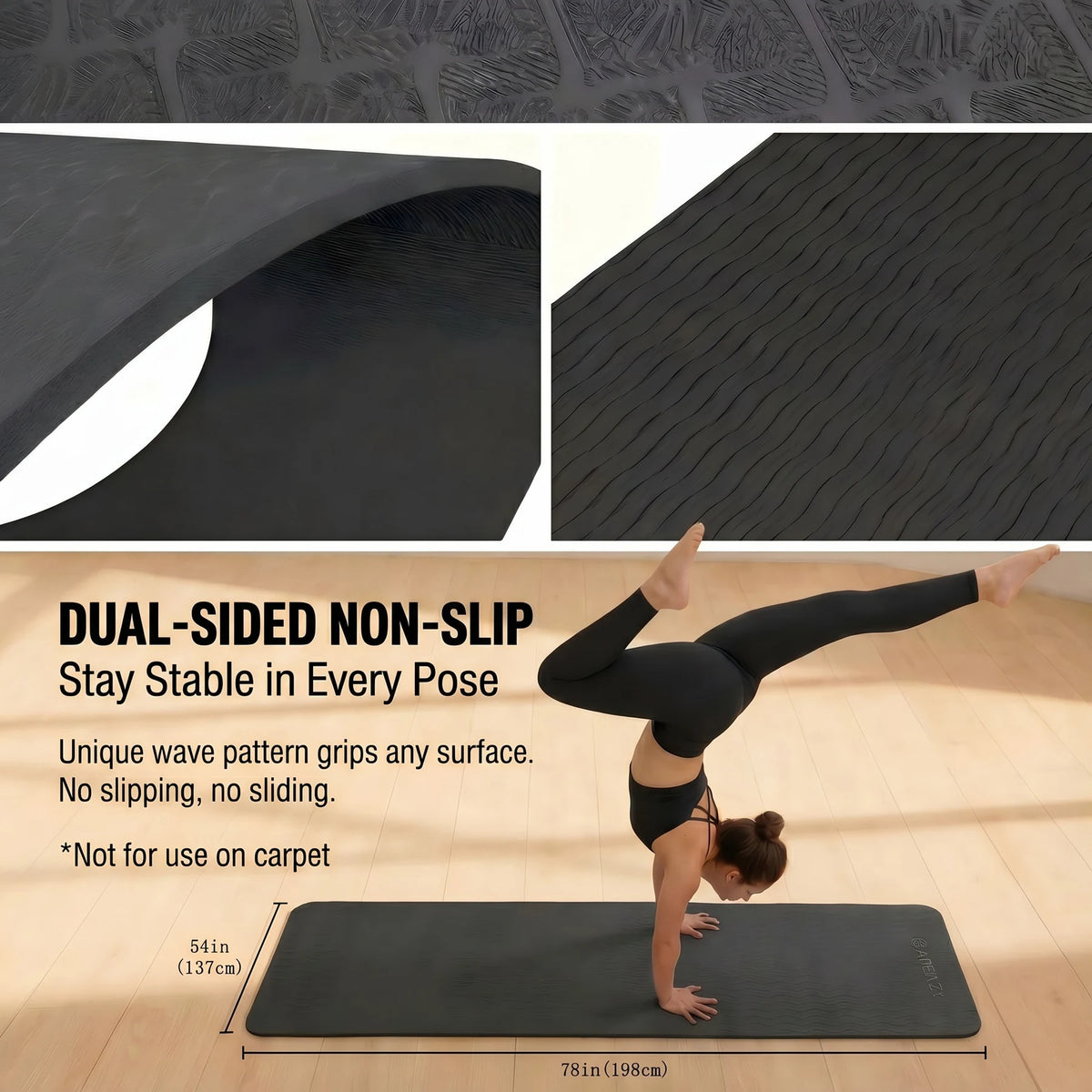 HAPBEAR Extra Large TPE Yoga Mat With Bag And Straps