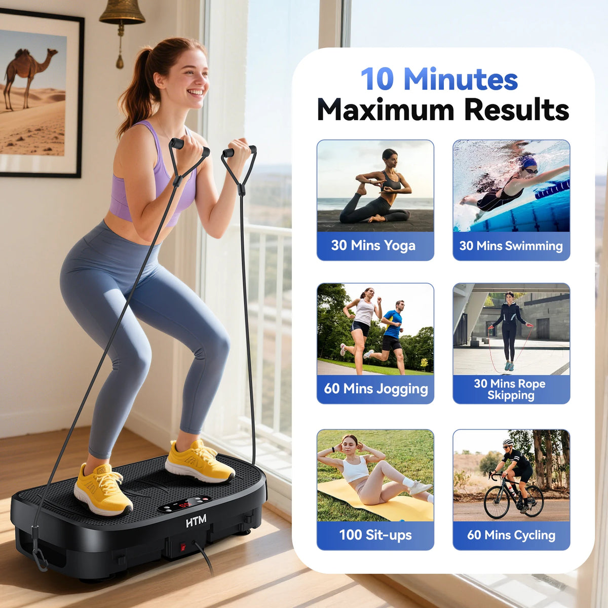 HTM Multi Function Vibration Plate Trainer for Home Fitness