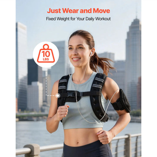 Oeny Adjustable Weighted Training Vest With Reflective Stripe for Strength Training