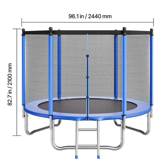 SucceBuy Outdoor Round Trampoline With Safety Enclosure Net For Backyard