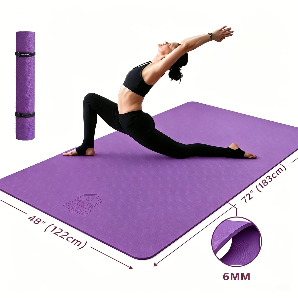 HAPBEAR Extra Large TPE Yoga Mat With Bag And Straps