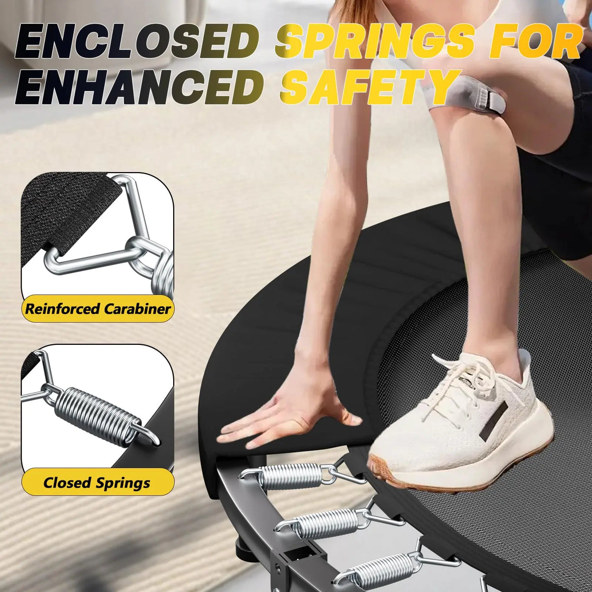 Foldable Fitness Rebounder Trampoline With Adjustable Handle