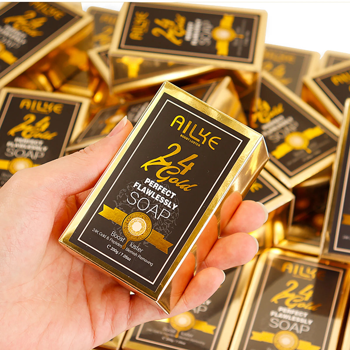 AILKE 24K Gold Foil Brightening Whitening Soap for Dark Spots